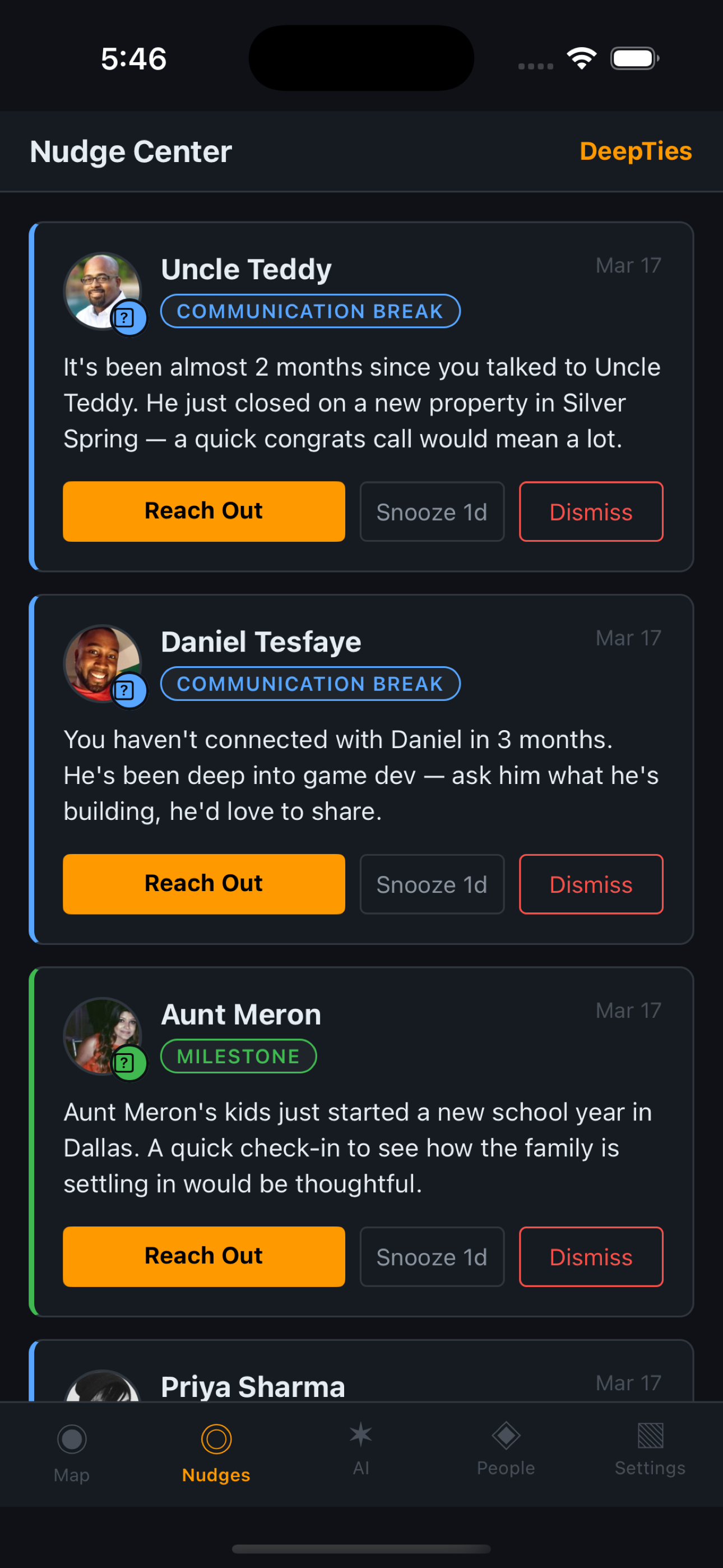 A iHuman AI relationship assistant providing conversation starters and event suggestions