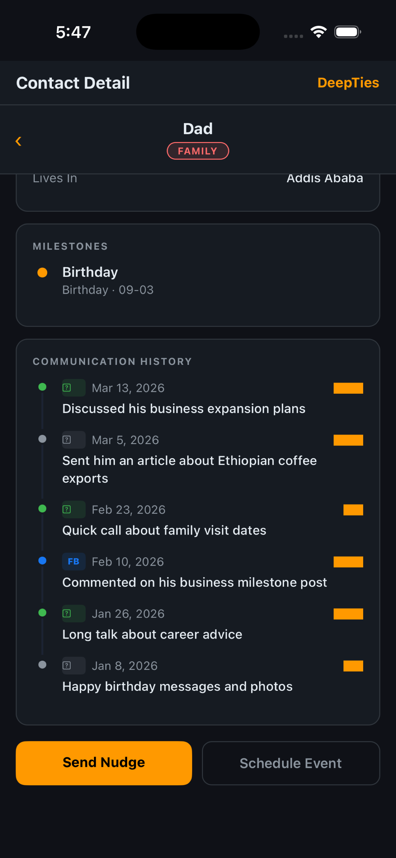 A iHuman community feature for discovering people with shared relationship goals
